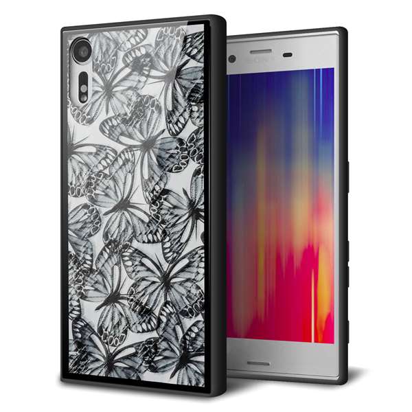 乐天商城 - Xperia XZ SOV34 au エクスペリアXZ ケース カバー 背面 ガラス TPU デザイン 【 SC905 ガーデンバタフライ ブラック 】 ガラプリ スマホケース 携帯ケース MMLM