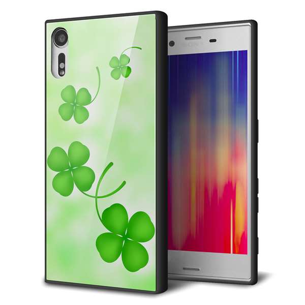 乐天商城 - Xperia XZ SOV34 au エクスペリアXZ ケース カバー 背面 ガラス TPU デザイン 【 VA819 まいおりる幸運 】 ガラプリ スマホケース 携帯ケース MMLM