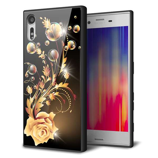 乐天商城 - Xperia XZ SOV34 au エクスペリアXZ ケース カバー 背面 ガラス TPU デザイン 【 VA823 気高きバラ 】 ガラプリ スマホケース 携帯ケース MMLM