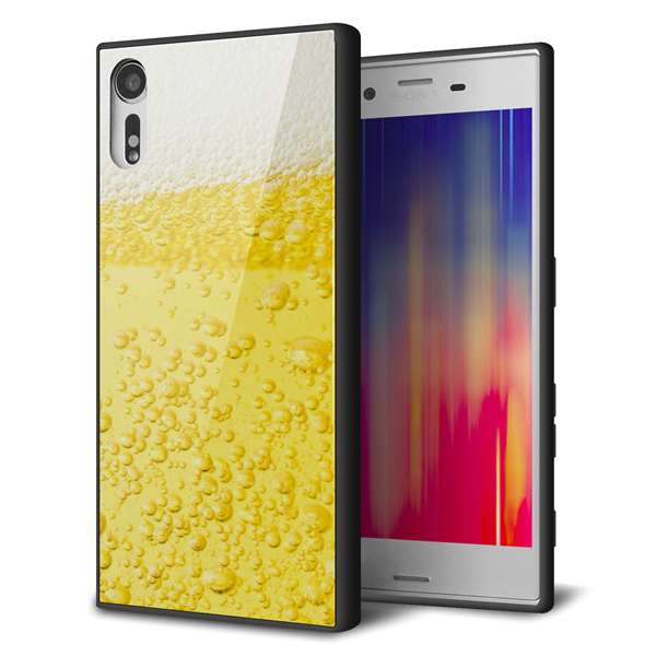 Xperia XZs SOV35 au エクスペリアXZs ケース カバー 背面 ガラス TPU デザイン 【 450 生ビール 】 ガラプリ スマホケース 携帯ケース メール便送料無料
