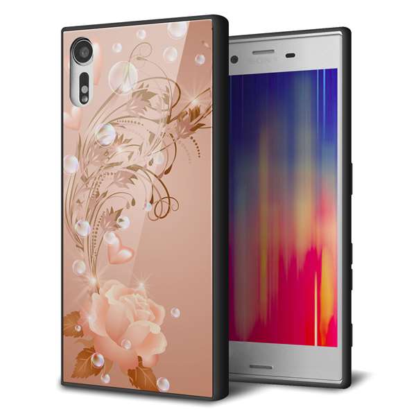 乐天商城 - Xperia XZs SOV35 au エクスペリアXZs ケース カバー 背面 ガラス TPU デザイン 【 1178 ラブリーローズ 】 ガラプリ スマホケース 携帯ケース MMLM