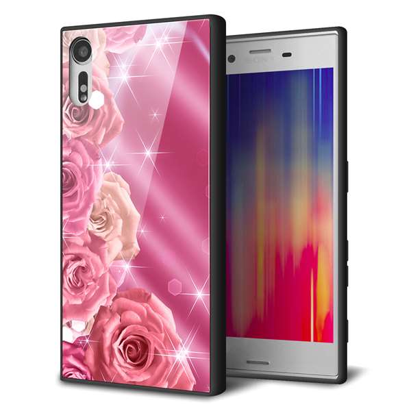 Rakuten - Xperia XZs SOV35 au エクスペリアXZs ケース カバー 背面 ガラス TPU デザイン 【 1182 ピンクのバラに誘われて 】 ガラプリ スマホケース 携帯ケース MMLM