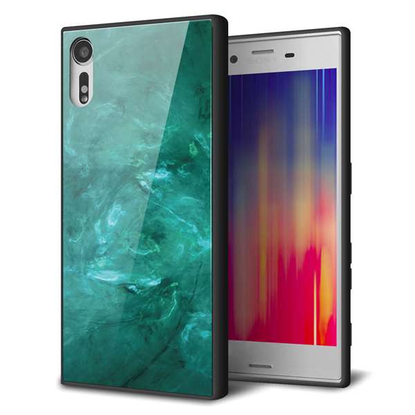 乐天商城 - Xperia XZs SOV35 au エクスペリアXZs ケース カバー 背面 ガラス TPU デザイン 【 KM869 大理石GR 】 ガラプリ スマホケース 携帯ケース MMLM