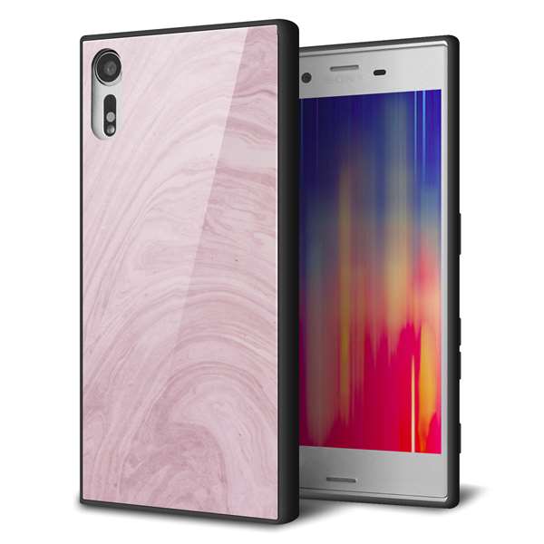 乐天商城 - Xperia XZs SOV35 au エクスペリアXZs ケース カバー 背面 ガラス TPU デザイン 【 KM873 大理石ラベンダー 】 ガラプリ スマホケース 携帯ケース MMLM
