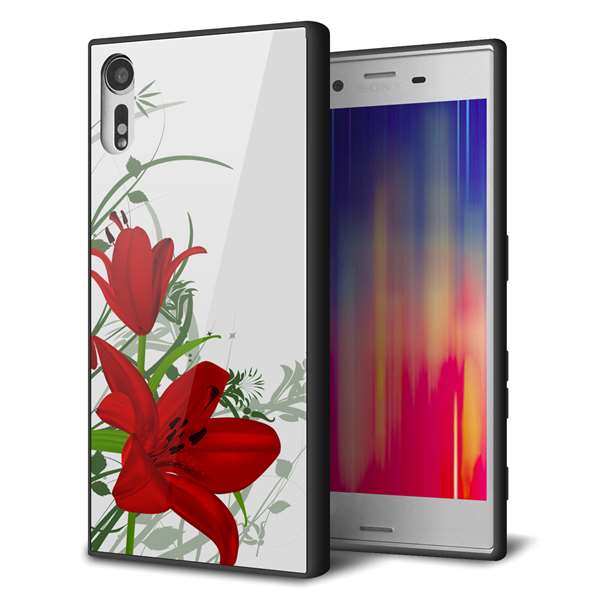 Rakuten - Xperia XZs SOV35 au エクスペリアXZs ケース カバー 背面 ガラス TPU デザイン 【 SC850 ユリ レッド 】 ガラプリ スマホケース 携帯ケース MMLM