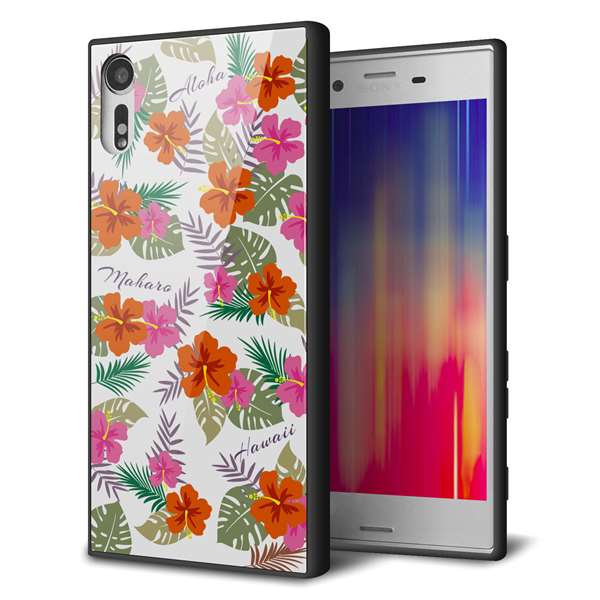 Rakuten - Xperia XZs SOV35 au エクスペリアXZs ケース カバー 背面 ガラス TPU デザイン 【 SC884 ハワイアンアロハレトロ ホワイト 】 ガラプリ スマホケース 携帯ケース MMLM