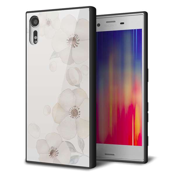 Rakuten - Xperia XZs SOV35 au エクスペリアXZs ケース カバー 背面 ガラス TPU デザイン 【 SC952 ドゥ・フルール（セピア） 】 ガラプリ スマホケース 携帯ケース MMLM