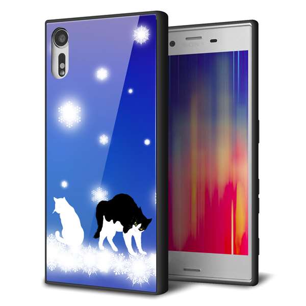 Rakuten - Xperia XZs SOV35 au エクスペリアXZs ケース カバー 背面 ガラス TPU デザイン 【 YJ335 雪の結晶　はちわれ 】 ガラプリ スマホケース 携帯ケース MMLM