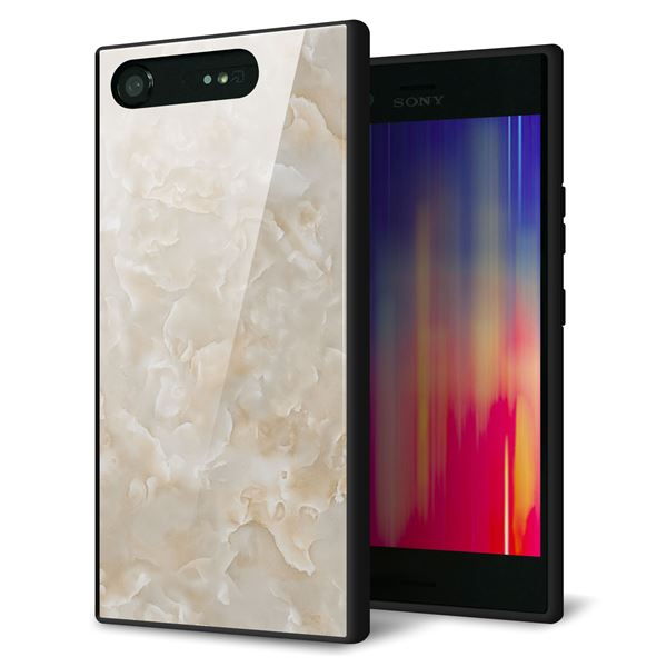 Rakuten - Xperia XZ1 SOV36 ケース カバー 背面 ガラス TPU デザイン 【 KM872 大理石パール 】 印刷 光沢 MMLM