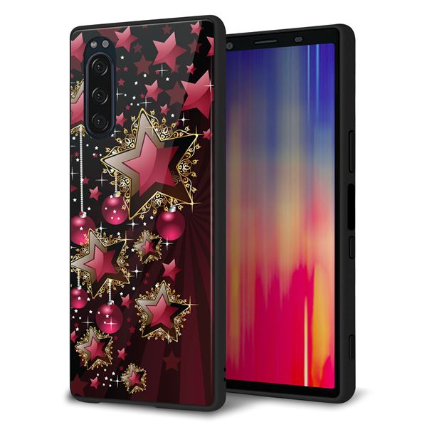 Rakuten - au Xperia5 SOV41 ケース カバー スマホケース 背面 ガラス TPU ガラプリ 【434 星の壁】 MMLM