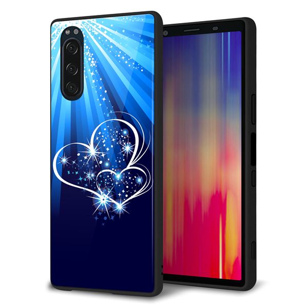 Rakuten - au Xperia5 SOV41 ケース カバー スマホケース 背面 ガラス TPU ガラプリ 【702 スイミングハート】 MMLM