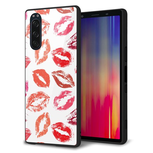 Rakuten - au Xperia5 SOV41 ケース カバー スマホケース 背面 ガラス TPU ガラプリ 【734 キスkissキス】 MMLM