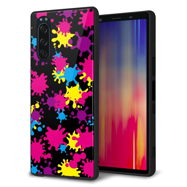 Rakuten - au Xperia5 SOV41 ケース カバー スマホケース 背面 ガラス TPU ガラプリ 【MA877 ペイントブラック】 MMLM