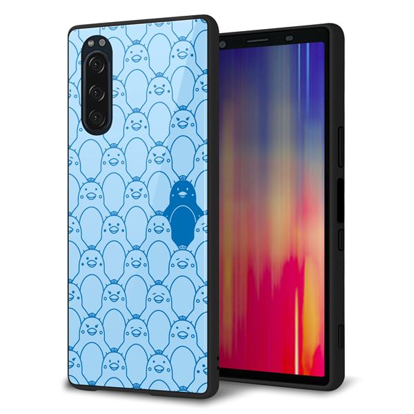 Rakuten - au Xperia5 SOV41 ケース カバー スマホケース 背面 ガラス TPU ガラプリ 【MA917 パターン ペンギン】 MMLM