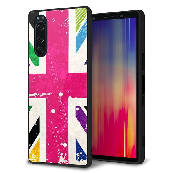 乐天商城 - au Xperia5 SOV41 ケース カバー スマホケース 背面 ガラス TPU ガラプリ 【SC806 ユニオンジャック ピンクビンテージ】 MMLM