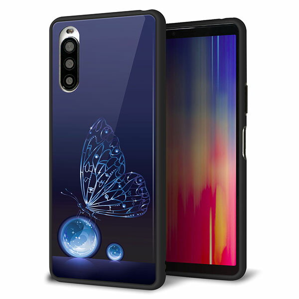 Rakuten - au Xperia 10 II SOV43 ケース カバー スマホケース 背面 ガラス TPU ガラプリ 【神秘の蝶】 MMLM