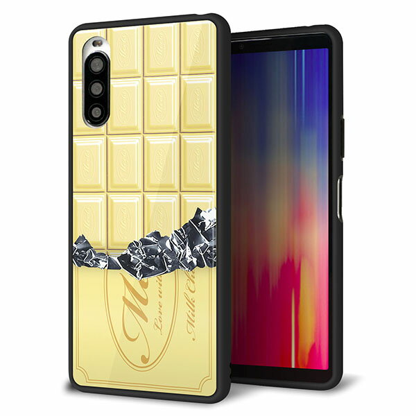 Rakuten - au Xperia 10 II SOV43 ケース カバー スマホケース 背面 ガラス TPU ガラプリ 【板チョコ-ホワイト】 MMLM