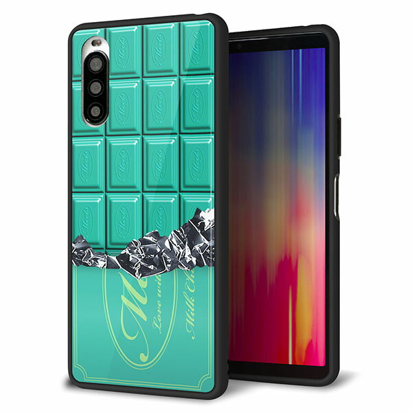 Rakuten - au Xperia 10 II SOV43 ケース カバー スマホケース 背面 ガラス TPU ガラプリ 【板チョコ-ミント】 MMLM