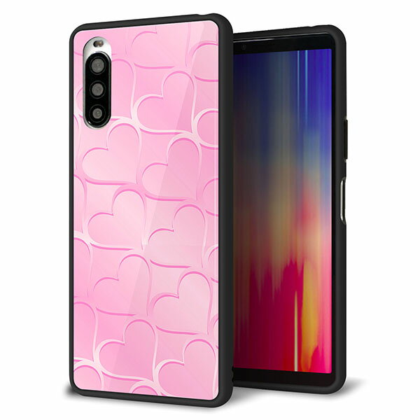 Rakuten - au Xperia 10 II SOV43 ケース カバー スマホケース 背面 ガラス TPU ガラプリ 【かくれハート ピンク】 MMLM