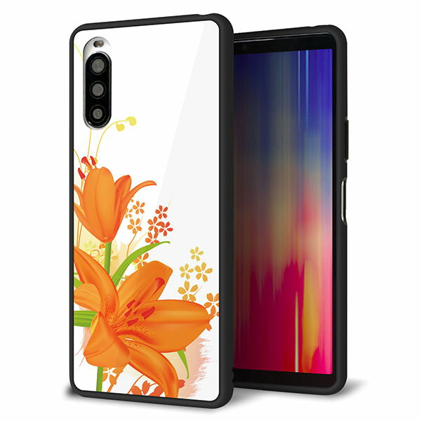 Rakuten - au Xperia 10 II SOV43 ケース カバー スマホケース 背面 ガラス TPU ガラプリ 【ユリ オレンジ】 MMLM
