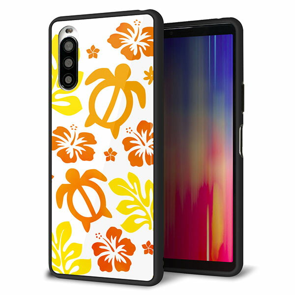 Rakuten - au Xperia 10 II SOV43 ケース カバー スマホケース 背面 ガラス TPU ガラプリ 【ハワイアンアロハホヌ イエロー】 MMLM