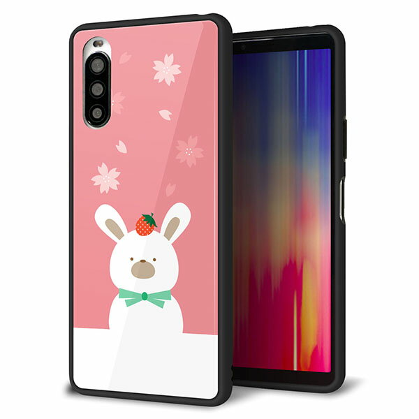 乐天商城 - au Xperia 10 II SOV43 ケース カバー スマホケース 背面 ガラス TPU ガラプリ 【春うさぎ】 MMLM