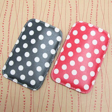 【iPhone4s / INFOBAR / Xperia acro / Galaxy S2 対応】 スマートフォンケース　アパレルテイスト 【ビンテージドット（DOT）レッド＆ホワイト/ブラック＆ホワイト】　iPhone4s / XPERIA ARC / N−04C 等汎用タイプ スマホポーチ