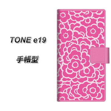 simフリー TONEモバイル TONE e19 手帳型 スマホケース カバー 【716 ピンクフラワー】