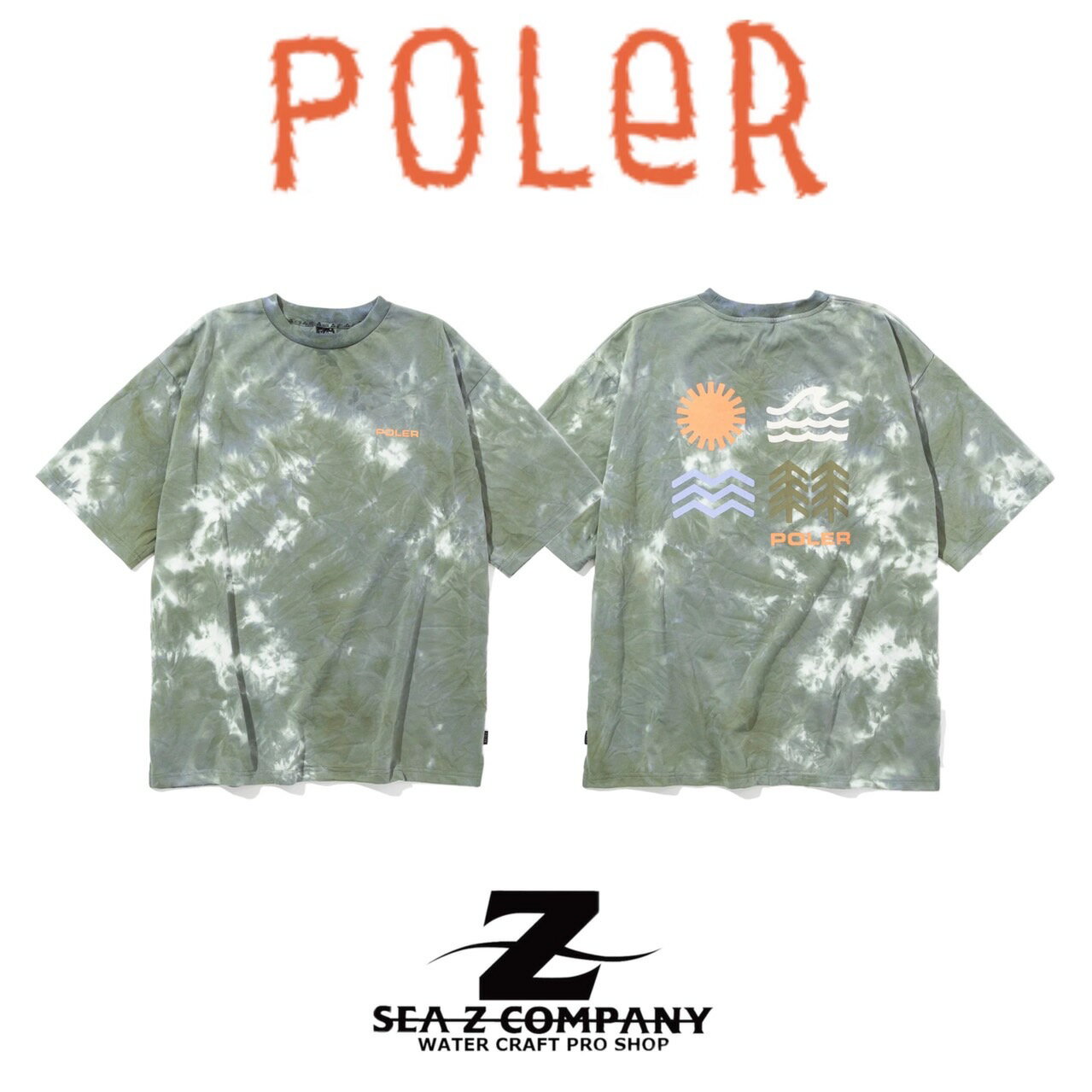 【POLER】ELEMENT QUICK DRY DYE TEE OLIVE Mサイズ