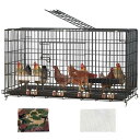 鶏小屋鶏舎ニワトリ 屋外大型 飼育小屋鶏小屋 鶏用ケージ キットチキンケージ育種ケージ飼育ケージ、ホイールと卵トレイ付きブラックペットケージ、猫 ケージう