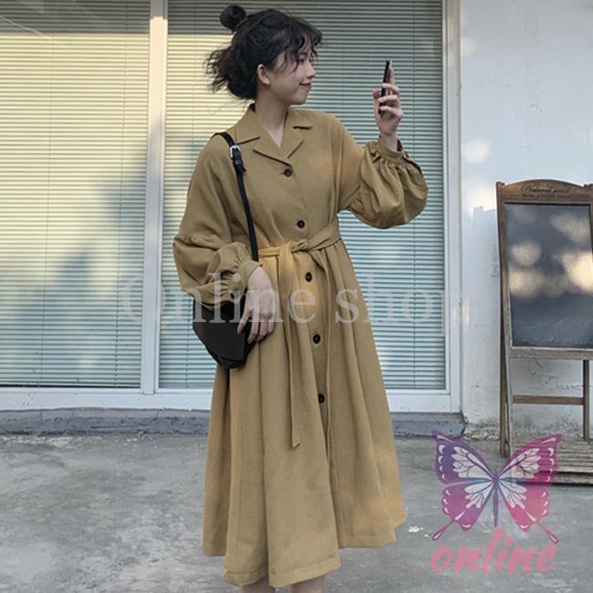 トレンチコート ロングコート ワンピース マキシ丈 アウター コート ロング 長袖 ライトアウター 冬 秋 ロングワンピ パフスリーブ 春 レトロ 秋コート 大きいサイズ レディース メンズ 通勤