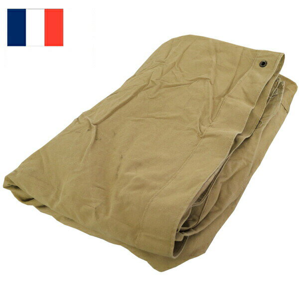フランス軍 テントシート ラージ カーキ USED 軍幕 シェルターハーフ 六角 パップテント 生地 アウトド..