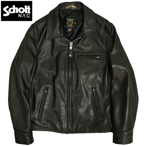 ノベルティープレゼント Schott ショット 7823950086(7209) SCH-103US レザー トラック ジャケット LEATHER TRUCK JACKET メンズ 黒 ブラック ステアハイドレザージャケット 牛革 本革ジャン リアルライダース バイカー シングルライダース アウター