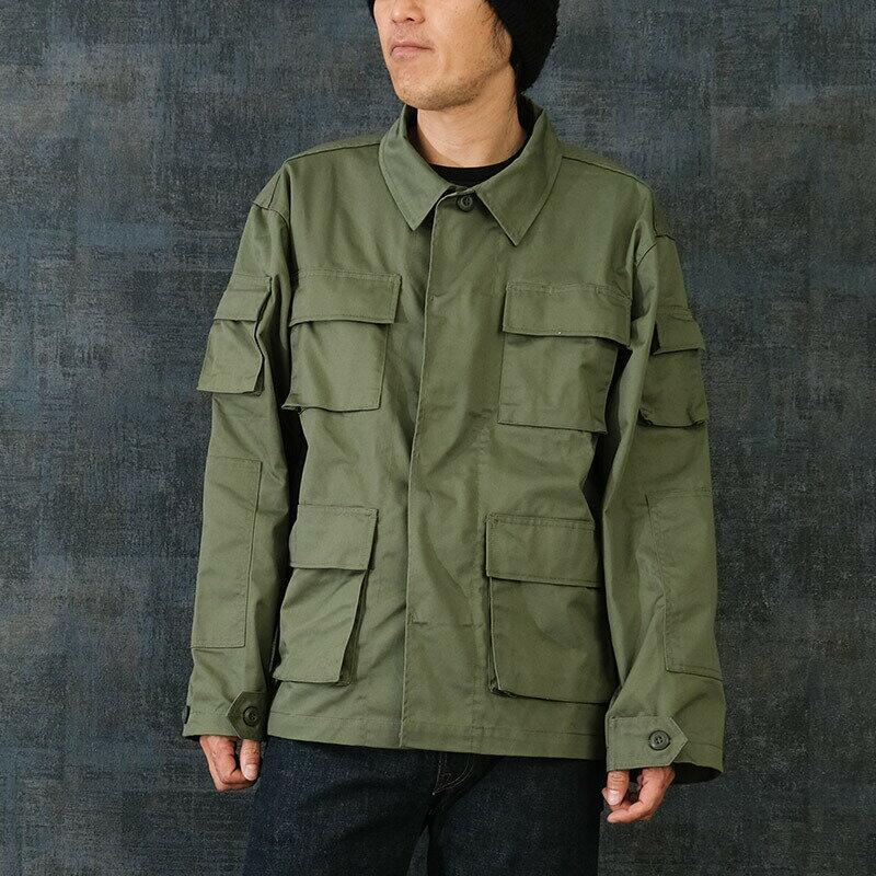米軍タイプ BDUジャケット オリーブ JB001YN OD メンズ コンバットジャケット サバゲー サバイバルゲーム ミリタリージャケット タクティカルジャケット ワークジャケット レプリカ 復刻 春 秋