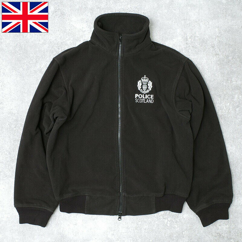 イギリス スコットランドポリス フリースジャケット ブラック USED 英国 警察 UK SCOTLAND POLICE ブリティッシュ アウター ブルゾン 上着 中間着 ボア トラックジャケット 防寒 保温 ウインター 冬 カジュアル スポーツ 実物