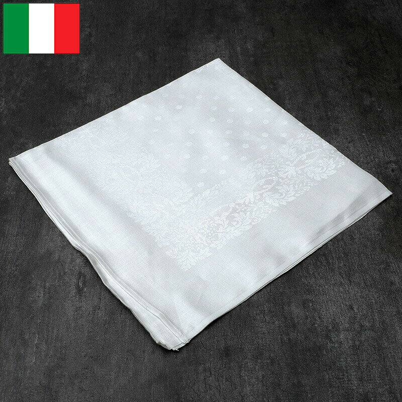 1点ならメール便可 イタリア軍 テーブルナプキン コットンサテン ホワイト 約60×60cm デッドストック E..