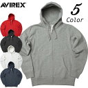 アヴィレックス パーカー メンズ AVIREX アビレックス #6153510 デイリー ロングスリーブ スウェット フルジップパーカー 長袖デイリーシリーズ メンズ トップス スウェットパーカー 裏起毛 普段着 無地 フード 羽織 ジッパー