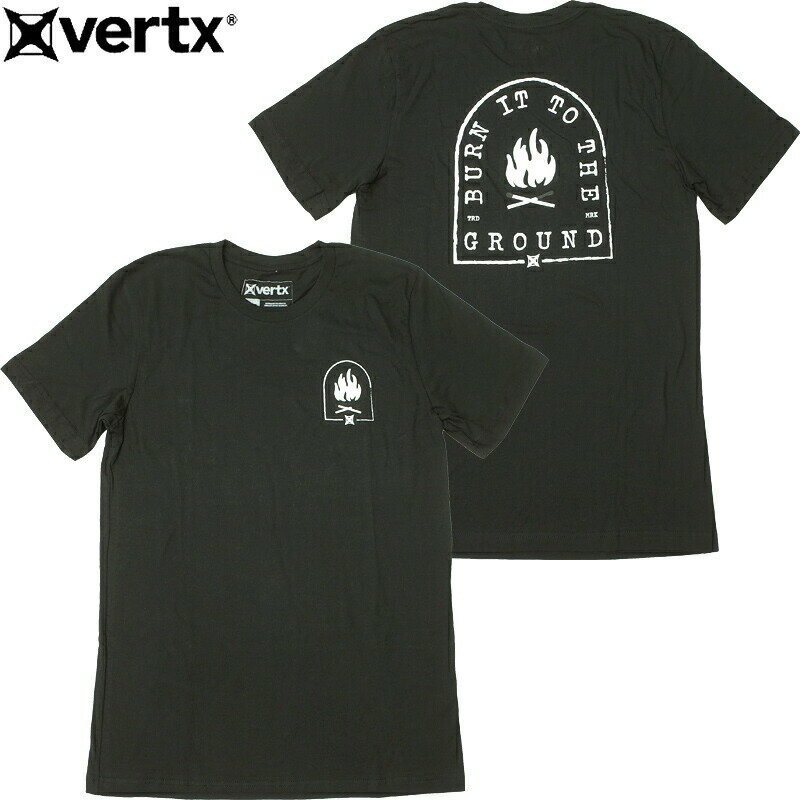 1点ならメール便可 VERTX バーテックス #VTXS0003 半袖 グラフィック Tシャツ『Burn It』 メンズ ブラック S-XL サバゲー