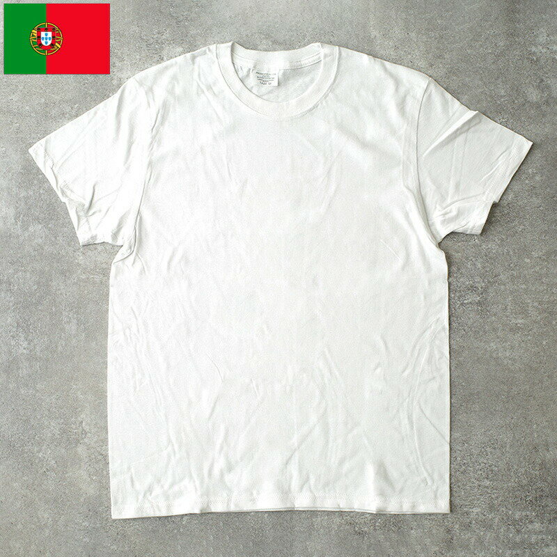 乐天商城 - メール便可 ポルトガル軍 半袖Tシャツ ホワイト デッドストック JT084NN クルーネック 丸首 白 無地 ショートスリーブ コットン 綿 カジュアル 普段使い 男性 メンズ 女性 レディース 実物ミリタリー 軍物 軍モノ 未使用品