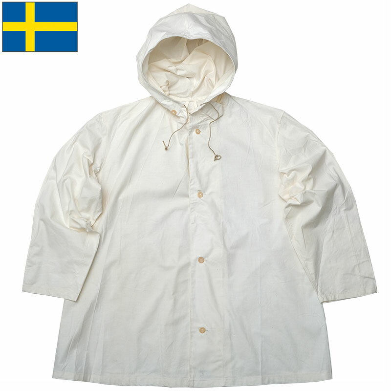 スウェーデン軍 M40 スノーカモパーカー ホワイト デッドストック JP120NN SWD M-40 フード付き ジャケット コート 戦闘服 薄手 コットン ...