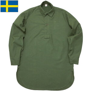 スウェーデン軍 M-55 プルオーバーシャツ 長袖 デッドストックM55 メンズ ミリシャツ ミリタリー カジュアル SWD ロングスリーブ 本物 実物 美品