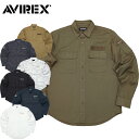 AVIREX アビレックス #7833920001 長袖 ベーシック ファティーグ シャツ メンズ 男性 ミリタリー ミリシャツ カジュアル ワッペン パッチ プリント ポケット 春 秋 冬