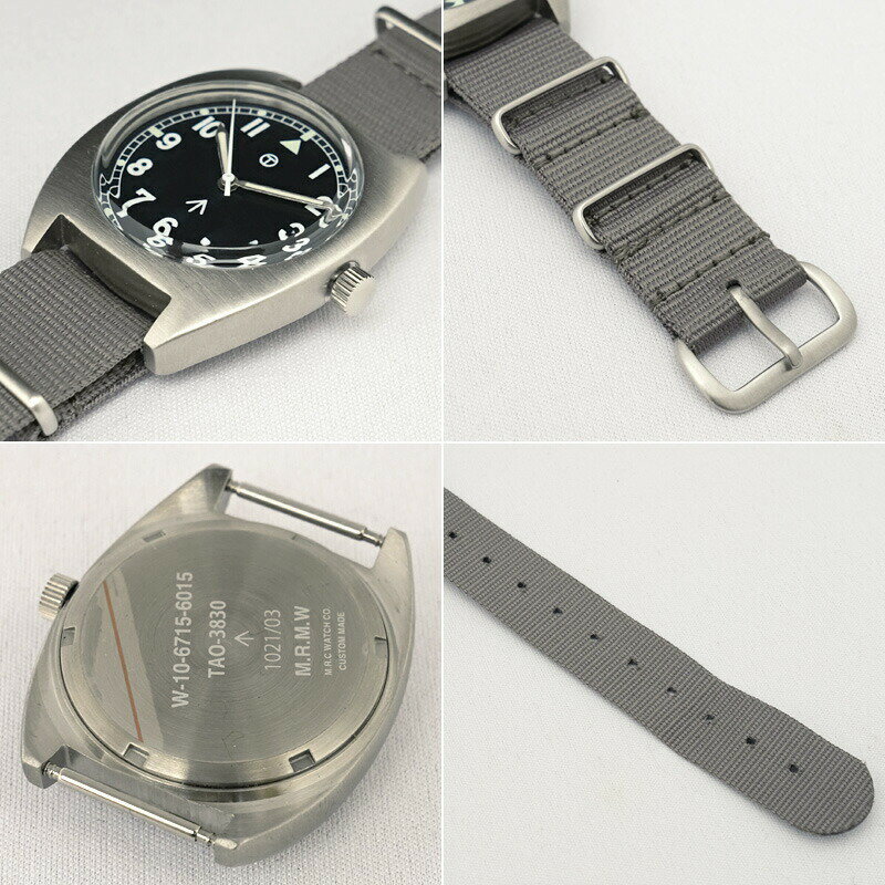 MONTRE ROROI モントルロロイ ロイヤルアーミー W-10 グレー NATOストラップ W10 腕時計 ウォッチ ナイロンストラップ ミリタリー M.R.M.W. 防水 Royal Army トノー型 男性 女性 メンズ レディース ユニセックス
