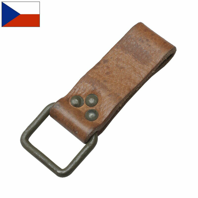 1点ならメール便可 チェコ軍 レザー キーホルダー ブラウン USED EE240NN キーリング ベルトループ フック 茶色 本革 雑貨 実物ミリタリー 軍物 軍モノ(4)
