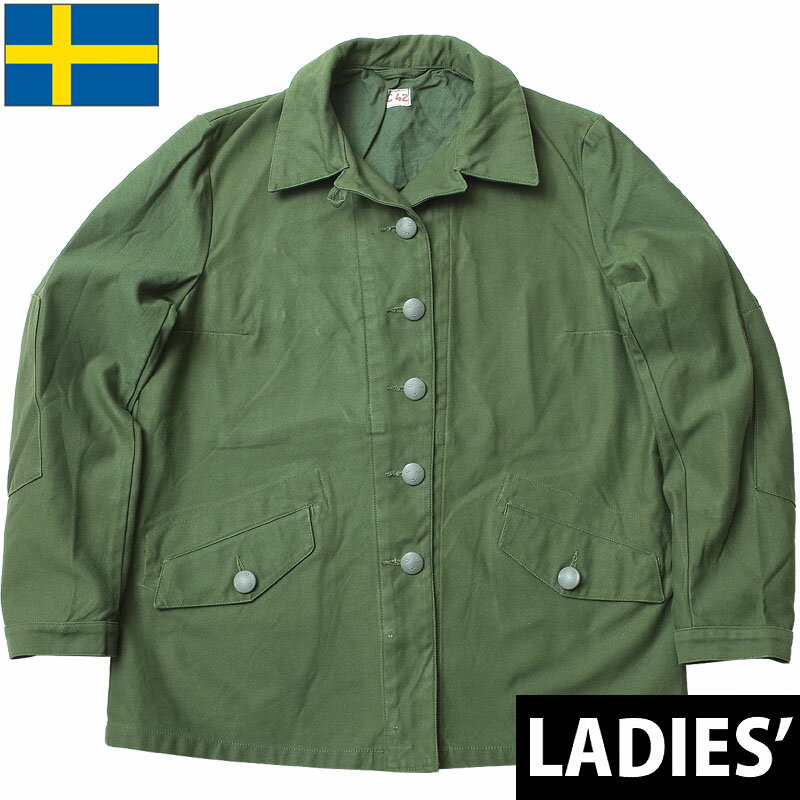 スウェーデン軍 M-59 ジャケット グリーン レディース USED JJ013UN 女性用 ブルゾン アウター カジュアル コンバット フィールド 戦闘服 オリーブ アーミー