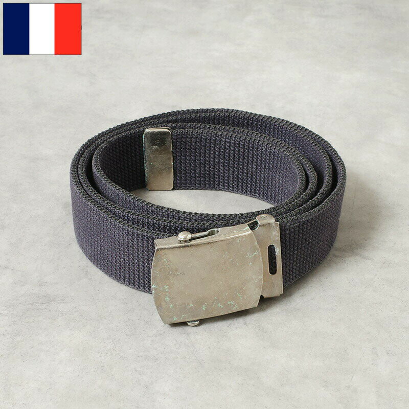 樂天商城 - メール便可 フランス軍 コットン キャンバスベルト ネイビー USED SB086UN 仏軍 トラウザーズベルト ウェブ ガチャベル バックル カジュアル アメカジ 男性 メンズ 女性 レディース 実物ミリタリー 軍物 軍モノ ユーズド