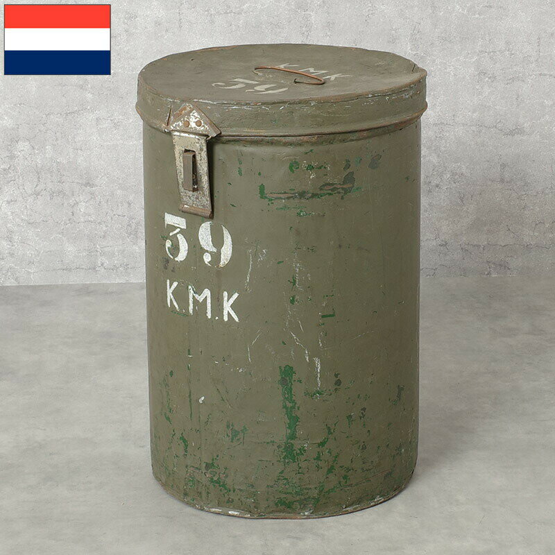 Rakuten - オランダ軍 K.M.K 王立軍楽隊 ベアスキンハット 収納ケース オリーブ USED 円筒型 ボックス BOX 帽子 保管箱 運搬 インテリア スチール ブリキ アンティーク 実物ミリタリー 軍モノ 軍物 ユーズド