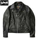 ノベルティープレゼント Schott ショット #7150009(7525) 228US ラムレザー ライダースジャケット メンズ 黒 ブラック 本革ジャン リアルライダース バイカー アウター レザージャケット ダブルライダース 羊革 ONE STAR