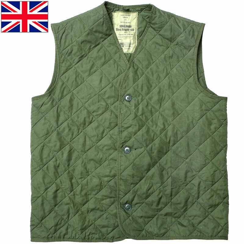 樂天商城 - イギリス軍 キルティング ライナーベスト グリーン USED JV037UN 実物ミリタリー 中綿入り ライニング 防寒 ジャケット コート コンバットスモックライナー