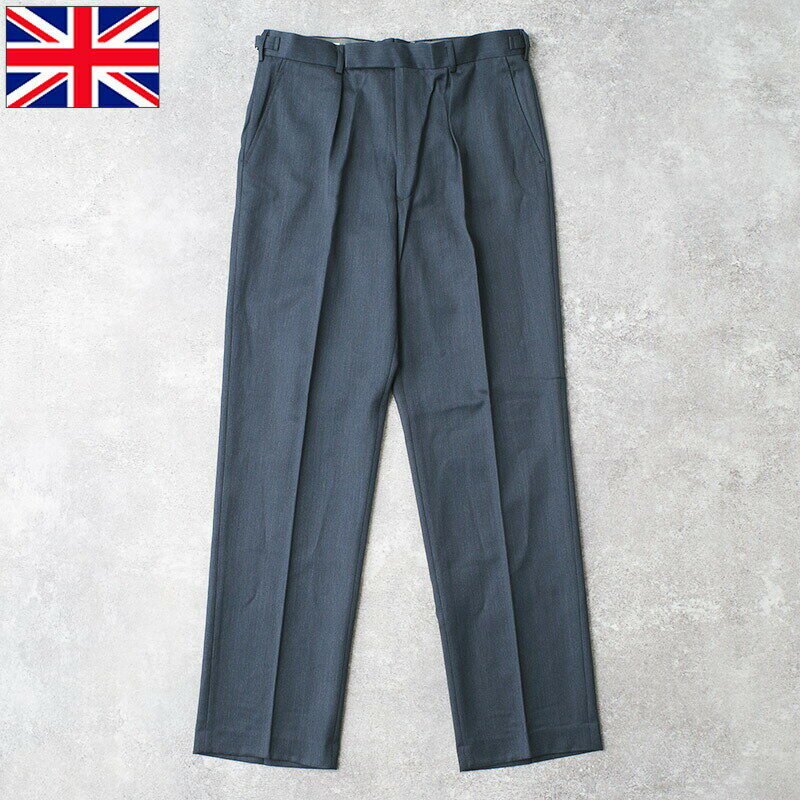 イギリス軍 RAF No.2 ドレスパンツ ウールポリエステル素材 ネイビー デッドストック PP244NN 英軍 UK 英国空軍 ロイヤルエアフォース No2 トラウザーズ スラックス ボトムス ズボン 薄手 制服 ユニフォーム 男性 メンズ 実物ミリタリー 軍物 軍モノ 未使用品